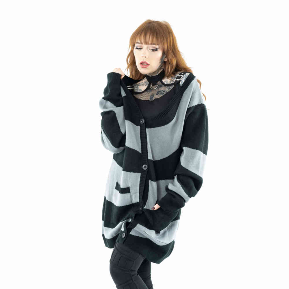 Innocent Lifestyle - Tidal Lange cardigan - Zwart/Grijs